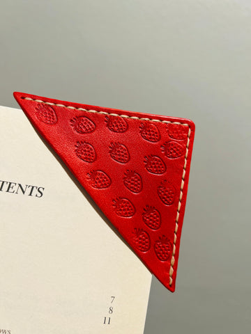 Corner Bookmark- Strawberry Joy 🍓 Tan Back