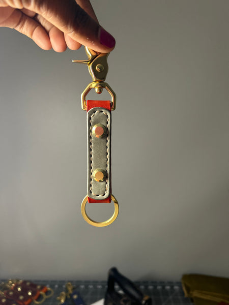 Grey & Red Keychain