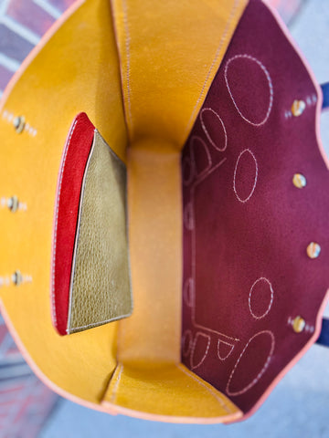 Polka Dot One of a kind Tote Bag- Brown with Yellow!