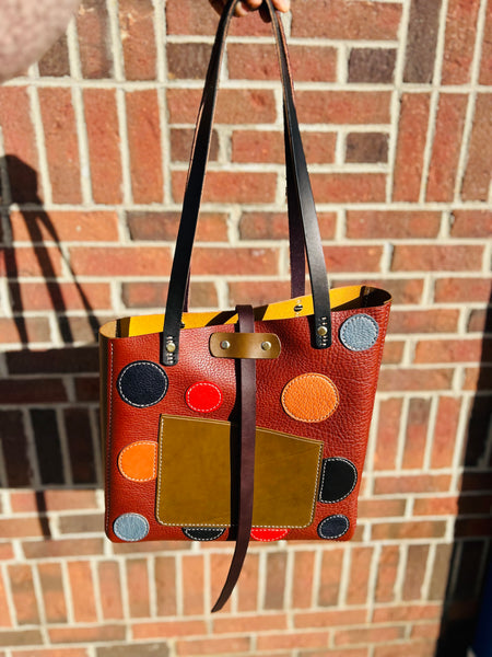 Polka Dot One of a kind Tote Bag- Brown with Olive!