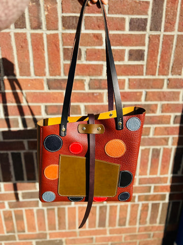 Polka Dot One of a kind Tote Bag- Brown with Olive!