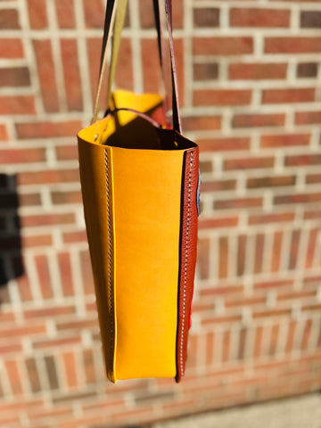 Polka Dot One of a kind Tote Bag- Brown with Yellow!