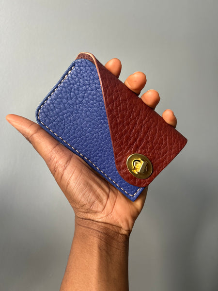 Mini Bag wallet- Brown/Cobalt blue