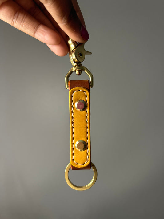Mustard yellow & brown Keychain