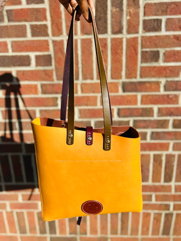 Polka Dot One of a kind Tote Bag- Brown with Yellow!