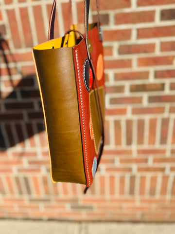 Polka Dot One of a kind Tote Bag- Brown with Olive!