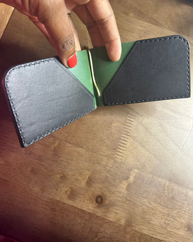 Money Clip Wallet- Deep Green & Black
