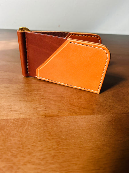 Money Clip Wallet - Dark Brown/Tan