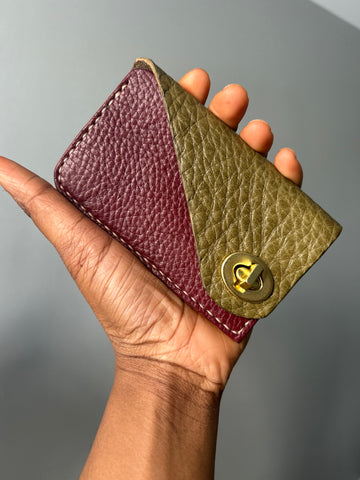 Mini Bag wallet- Olive/ Burgundy