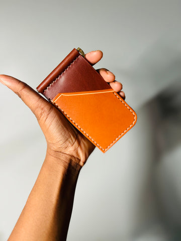 Money Clip Wallet - Dark Brown/Tan
