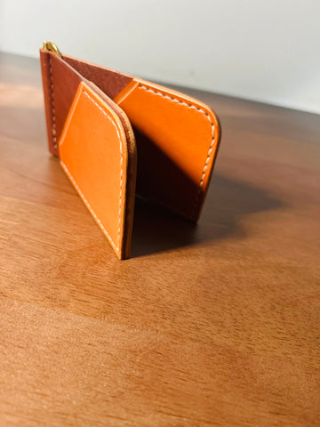 Money Clip Wallet - Dark Brown/Tan