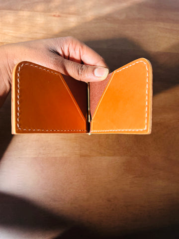 Money Clip Wallet - Dark Brown/Tan