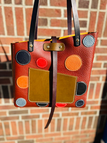 Polka Dot One of a kind Tote Bag- Brown with Olive!